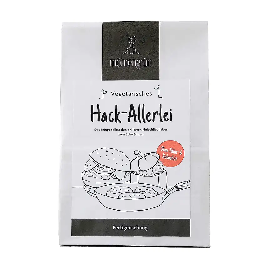 Hack-Allerlei ohne Palm- & Kokosfett | Fertigmix zur Zubereitung von Frikadellen, Bolognese, Burger & Co. | nur Wasser & Öl hinzugeben | 130g (ergibt 400g bratfertigen Teig oder ca. 5 - 6 Frikadellen)
