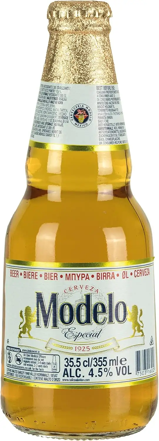 Premium helles Bier aus Mexiko, 4,5% vol. Flasche 355ml.- Cerveza MODELO Especial