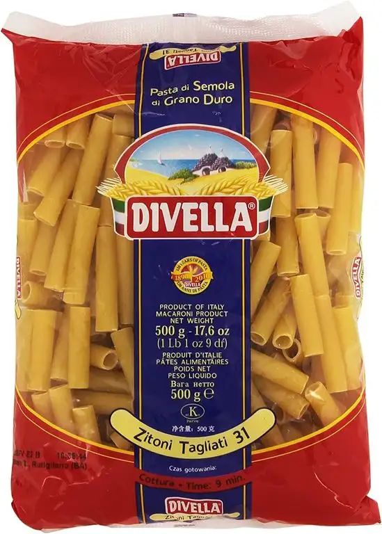 Divella - Zitoni Tagliati 31, Pasta di Semola di Grano Duro , 500 g