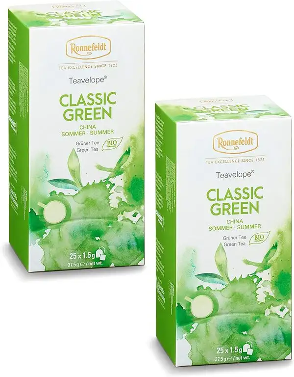 Ronnefeldt-Teavelope -2er Pack- Classic Green - BIO - Grüner Tee - 2x25x1,5g Teebtl.