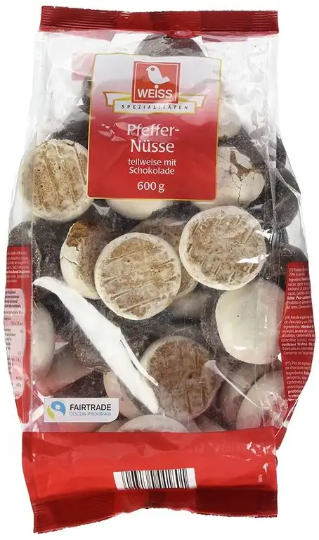 Weiss Pfeffernüsse zweifach glasiert / zartbitter, 600 g
