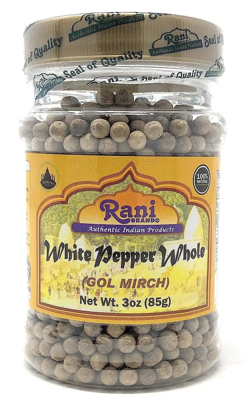 Rani Weißer Pfeffer (Pfefferkörner) Ganz, Gewürz 3oz (85g) ~ All Natural | Vegan | Glutenfreundlich| OHNE GVO | Indischer Ursprung