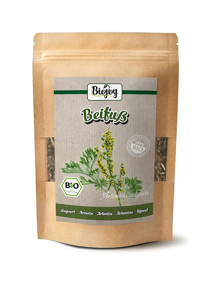 Biojoy BIO-Beifuß Tee (100 g), getrocknet und geschnitten, Beifusskraut (Artemisia vulgaris)