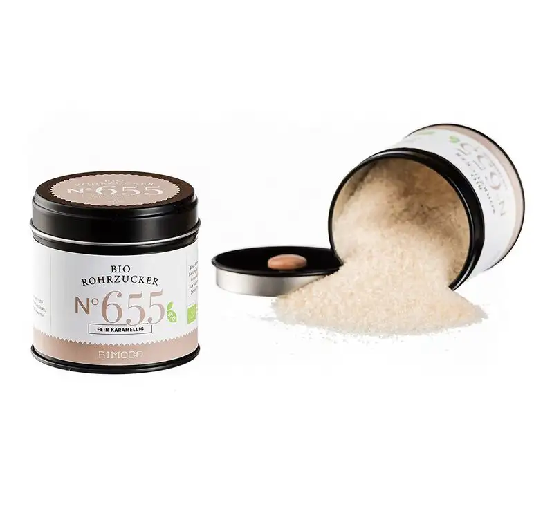 Bio Rohrzucker N°655 - natürlich & fein karamellig, in eleganter Gewürzdose mit doppeltem Aromadeckel, Inhalt: 110g