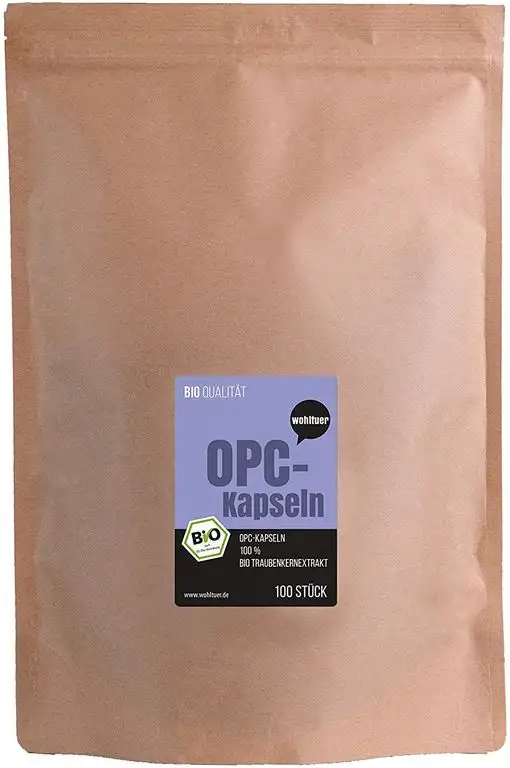 Wohltuer Bio OPC Kapseln Traubenkernpulver unbehandelt & naturbelassen 100 St. a 400mg - Natur pur ohne Zusatzstoffe in einer veganen Kapsel
