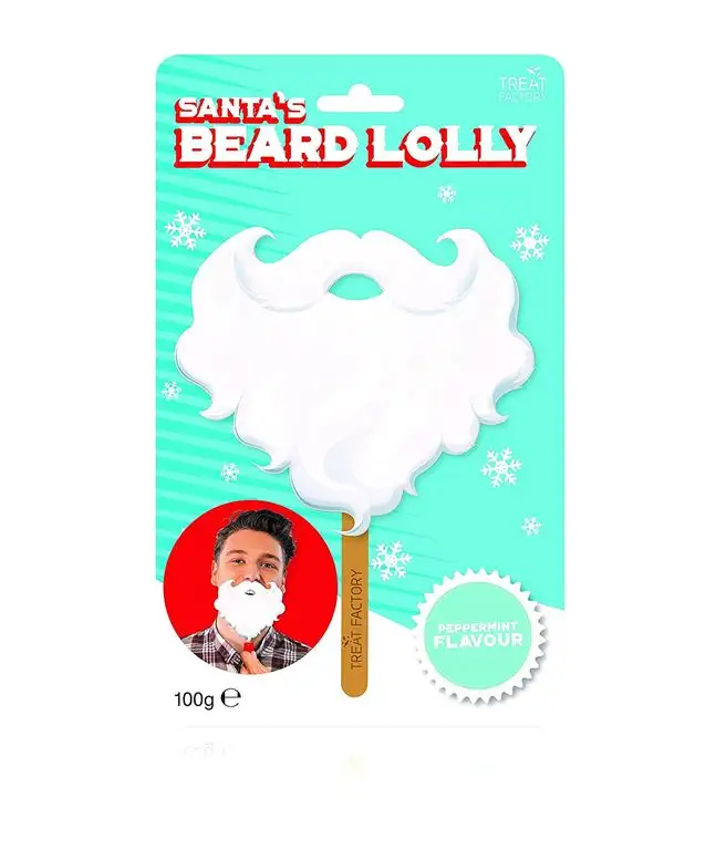 Treat Factory Weinachtsmann Bart-Lolli, Santa Beard Lolly, 1er Pack (1 x 100 g)