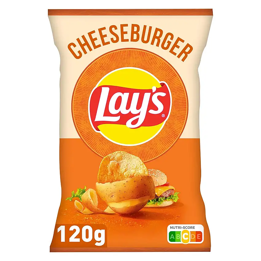 LAYS Cheeseburger Chips mit Cheeseburger Geschmack der Geschmack von Chips aus Frankreich Snack Kartoffelchips Asiatische Crisps Zwischenmahlzeit mit Sonnenblumenöl 120 g