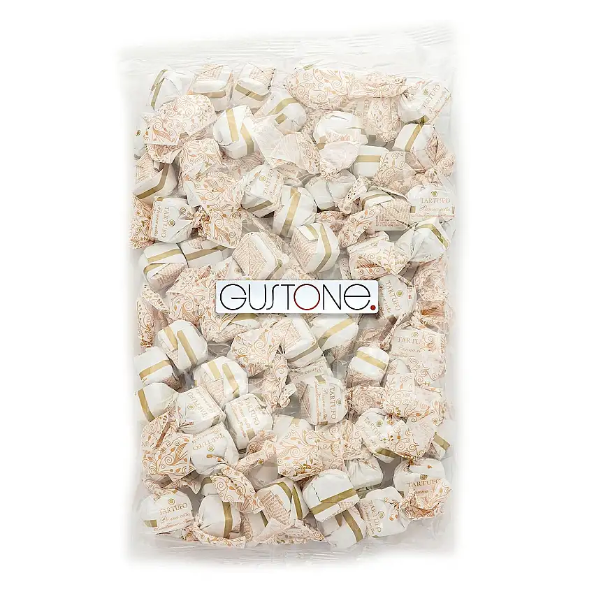 GUSTONE. Tartufi dolci panna cotta | 70 Stück je 14g | Antica Torroneria Piemontese | Trüffel-Praline weiße Schokolade | 1kg Großpackung als Geschenk