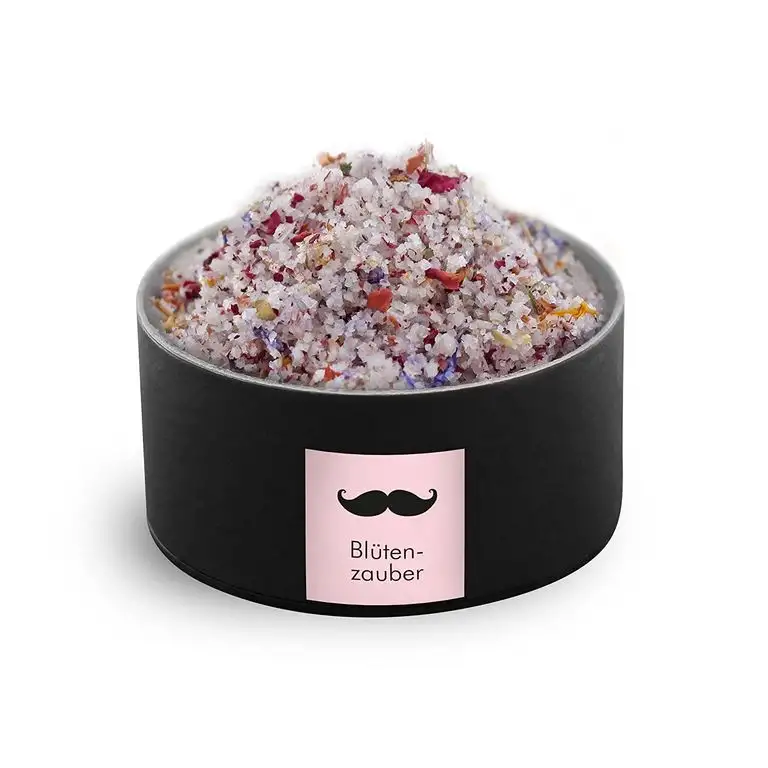 Monsieur Gourmet Salzmischung "Blütenzauber" (Fleur de Sel in einem Blütenmeer von Rosen, Malven und Ringelblumen)