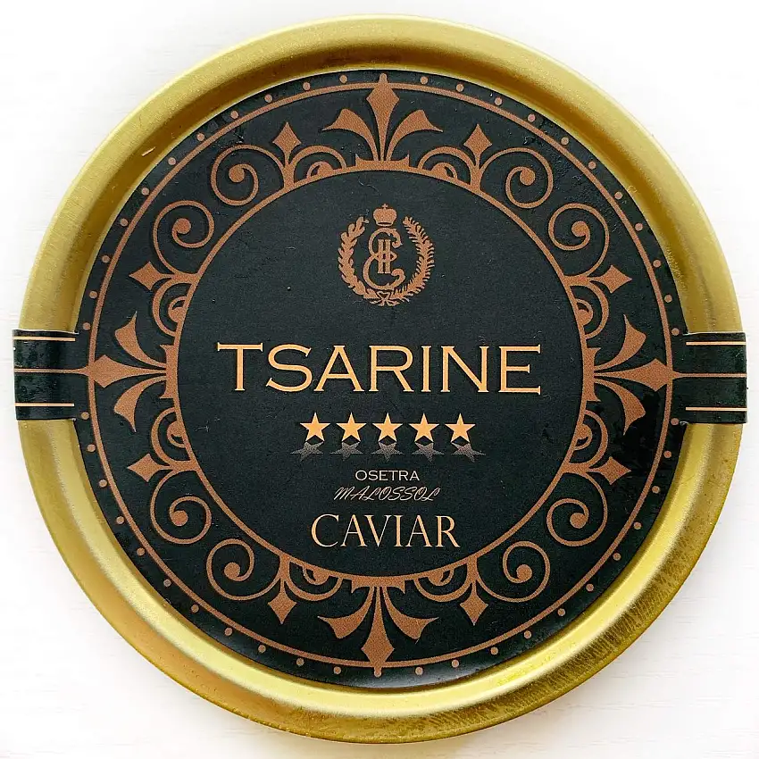 30 g Schwarzer Störkaviar | Sibirischer Stör | Acipenser baerii | Fischkaviar | Malossol-Kaviar | Schwarzer Kaviar | Marke - TSARINE Caviar | Kostenlose Express-Kühllieferung