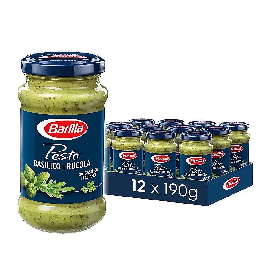 Barilla grünes Pesto Basilico e Rucola – Pesto 12er Pack (12x190 g)