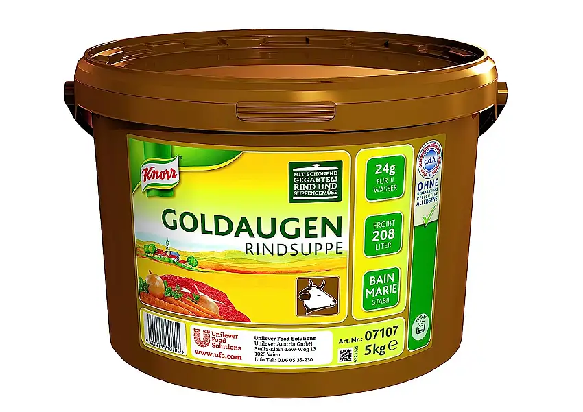 Knorr Goldaugen Rindsuppe (vielseitig anwendbare Rinderbrühe, authentischer Geschmack und perfekter Suppenspiegel) 1er Pack (1 x 5 kg)