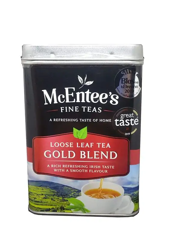 McEntee's Irish Loose Leaf Gold Blend Tea - 500g Tin - Expertly blended in Ireland to give that perfect cup of tea. A premium blend of Assam and Kenyan tea delivering that taste of home.