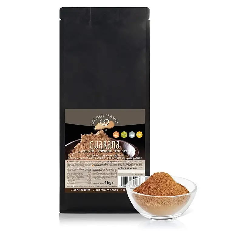 Premium reines Guarana Pulver 1 kg |ohne Zusätze | geprüfte Qualität | allergenfrei | glutenfrei |vegan | Golden Peanut