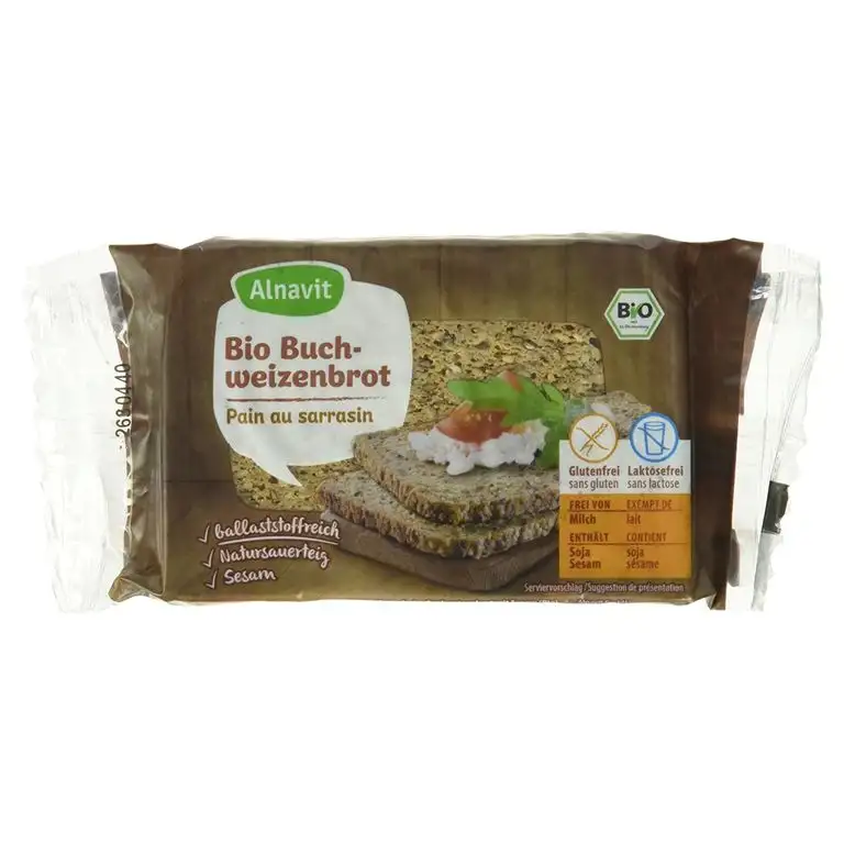 Alnavit Bio Buchweizenbrot, glutenfrei, laktosefrei, 6er Pack (6 x 250 g)