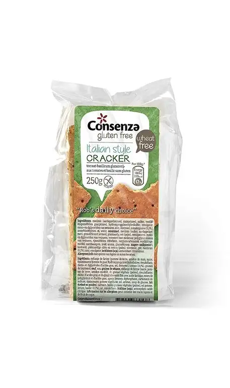 Consenza Crackers Tomate-Basilikum Glutenfrei, 3er Pack (3 x 250 g)