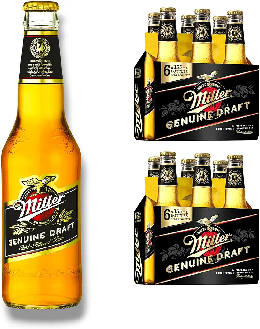 12 x 0,33l Miller Genuine Draft - Bier aus den USA mit 4,7% Vol. inklusive Haus der Biere Berlin Bierdeckel