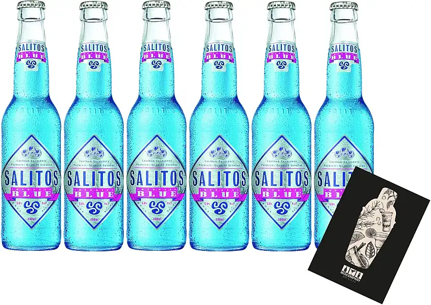 Salitos 6er Set Bier Salitos Blue Beer 6x 0,33L (5% Vol) inkl. Pfand MEHRWEG mit Mixcompany Grußkarte- [Enthält Sulfite]