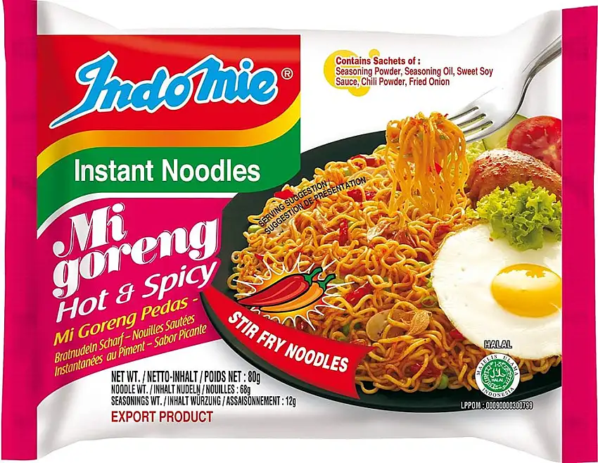 INDOMIE Instantnudeln Mi Goreng Pedas, aus Indonesien, schnelle, einfache Zubereitung – 40er Vorteilspack à 80 g