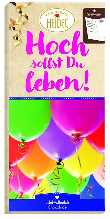Confiserie Heidel Grußschokolade "Zum Geburtstag", inklusive Grußkarte, 2er Pack (2 x 100 g Packung)