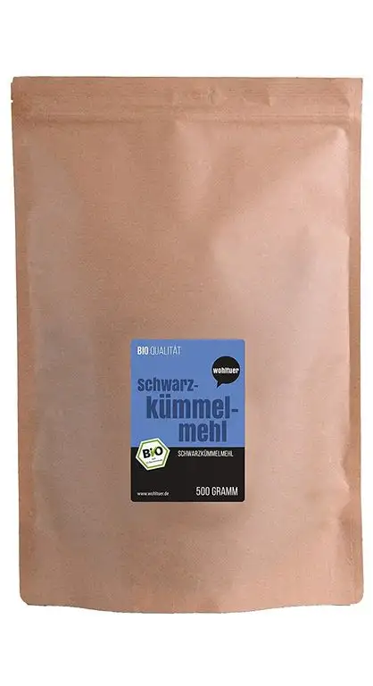 Wohltuer Bio Schwarzkümmelmehl 500g - Glutenfrei, Cholesterinfrei, Nährstoffreich - Vegan - Das bekömmliche Brotgewürz - vielseitiges Lebensmittel in geprüfter Bio-Qualität