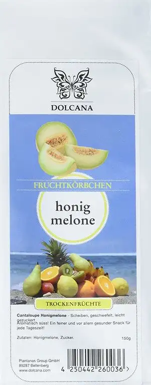 Dolcana Trockenfrüchte - Honigmelone (Cantaloupe), in Scheiben (Thailand),2er Pack (2x 150 g Packung)