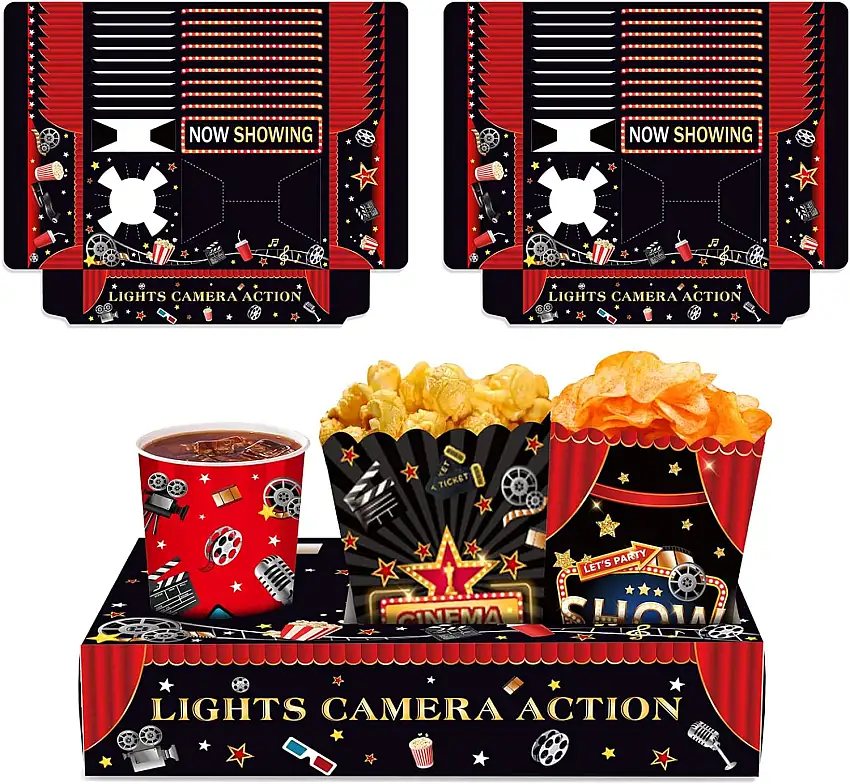 plorbach Film-Snack-Tabletts, Popcorn-Boxen, Film-Snack-Tabletts, Partyzubehör, Familien-Film, Popcorn, Getränke, Süßigkeiten-Box (20 Stück)
