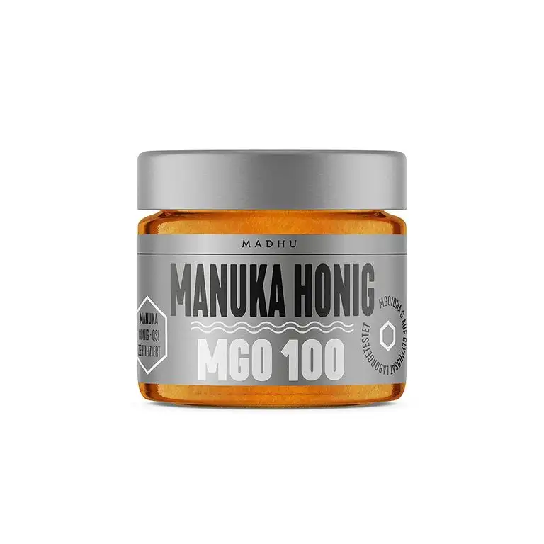 Manuka Honig 100+ MGO im hochwertigen Glas - Direkt vom Imker aus Neuseeland - zertifizierter Methylglyoxal-Gehalt (150g) - inklusive GRATIS Manuka Guide