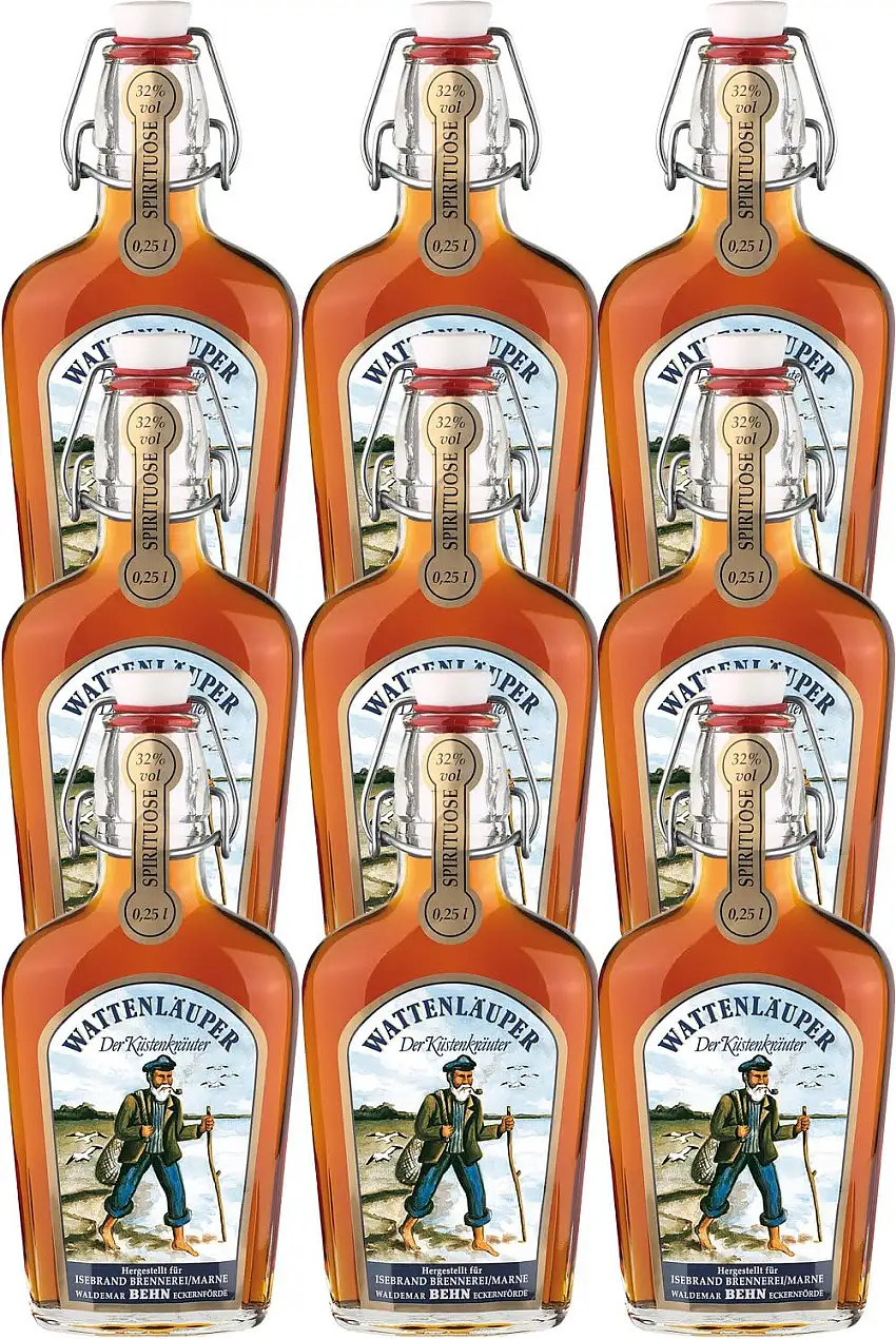 Wattenläuper alte Taschenflasche 12 x 0,20 Liter