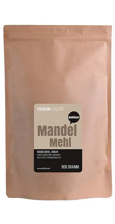 Wohltuer Premium Mandelmehl 900g - Glutenfrei, Cholesterinfrei, Nährstoffreich - Kohlenhydrate 5,7g auf 100g - Vegetarisch und Vegan - vielseitiges Lebensmittel in geprüfter Premium-Qualität
