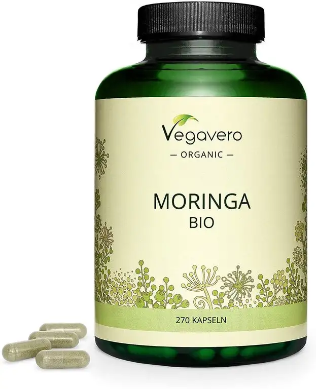 MORINGA Kapseln Vegavero ® | 600 mg | 270 Kapseln | 100% BIO Moringa Oleifera | SUPERFOOD reich an Protein, Aminosäuren, Vitaminen, Mineralien und Omega 3 | Vegan