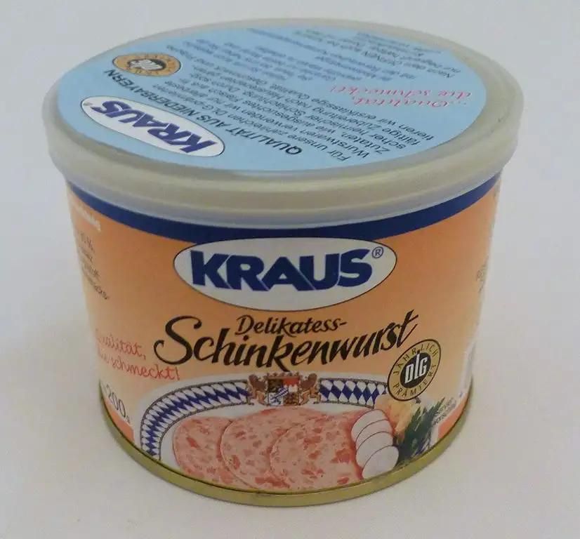Delikatess-Schinkenwurst vom Metzger keine Industrieware Konserven 200 gr.