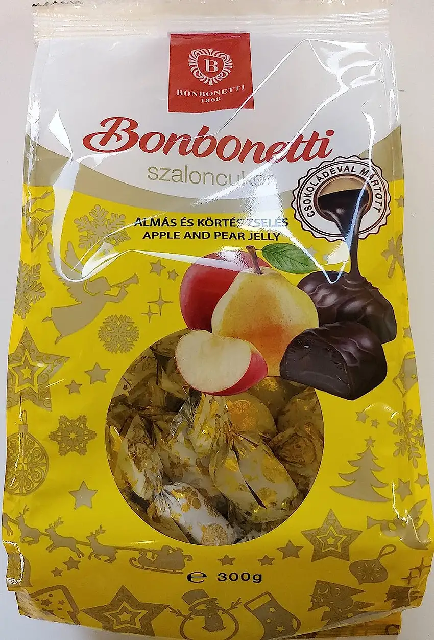 Bonbonetti szaloncukor zselés Weihnachtsbonbon Praline Gelee Apfel und Birne Ungarn
