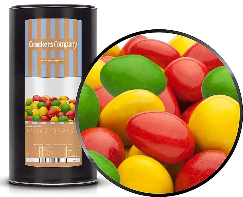 1 x 950g Erdnüsse in Vollmilchschokolade GELB ROT & GRÜN vegetarisch
