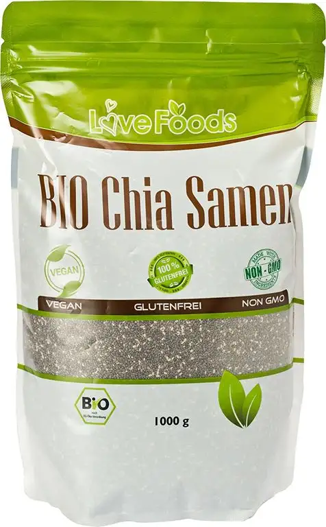 BIO Chia Samen 1000 g - Chiasamen 1kg, Von Love Foods Inklusive Rezepte-eBook
