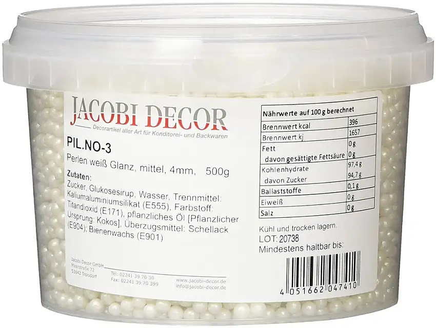 Cake Company Perlen- perlmutt , mittel, 500 gr 4mm 1er Pack (1 x 500 g)