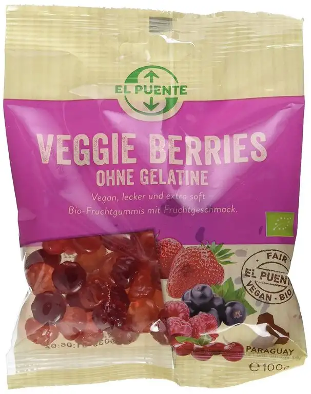 El Puente "Veggie Berries" Fruchtgummi mit Pektin, ohne Gelatine, 10er Pack (10 x 100 g)
