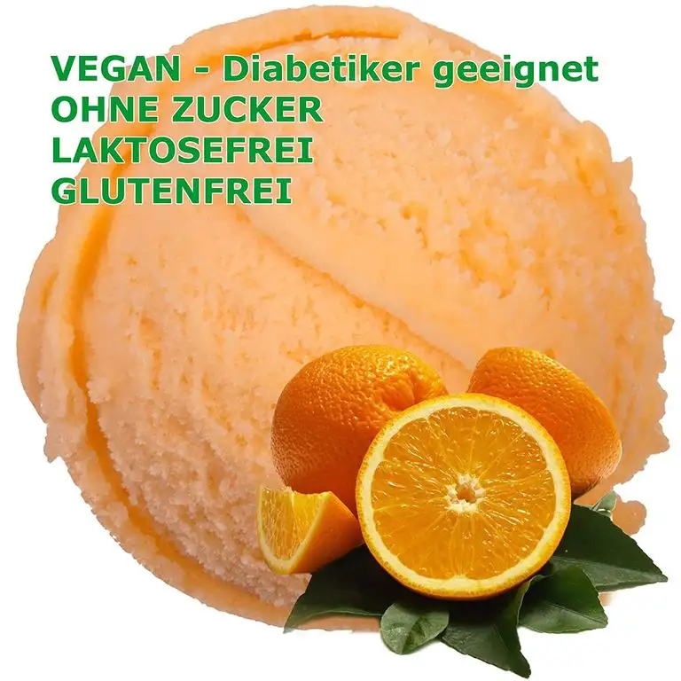 Apfelsine Geschmack Eispulver VEGAN - OHNE ZUCKER - LAKTOSEFREI - GLUTENFREI - FETTARM, auch für Diabetiker Milcheis Softeispulver Speiseeispulver Gino Gelati (Apfelsine, 333 g)