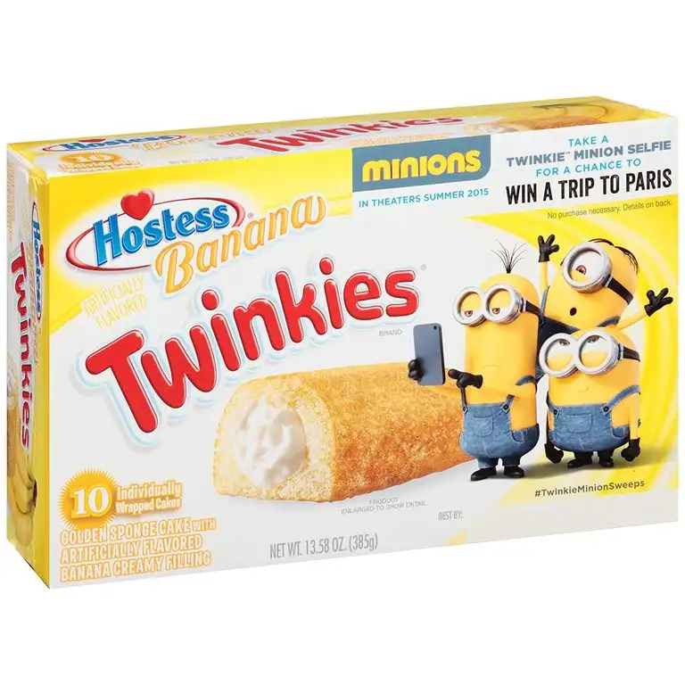 Hostess Banana Twinkies Golden Sponge Cake with Creamy Banana Flavour Filling 10x 38,5g (385g) - Einzeln verpackt