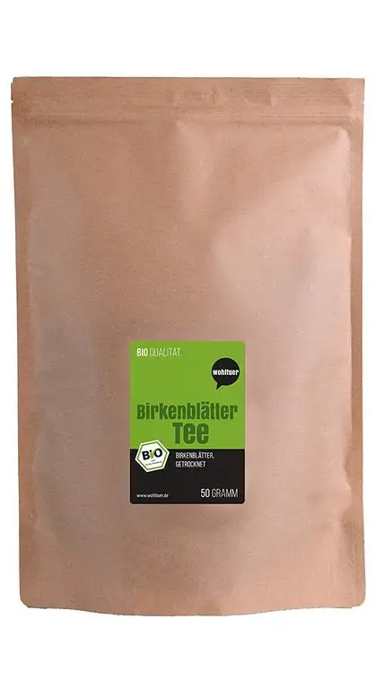 Wohltuer Bio Birkenblätter Tee aus qualifizierter europäischer Wildsammlung 50g | Harntreibend & Entschlackend | Kräutertee zur Steigerung des Stoffwechsels