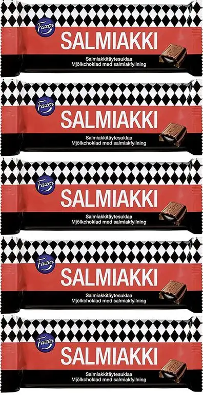 Fazer Salmiakki 5 x 100 G- Schokolade Mit Lakritz (5er Pack)