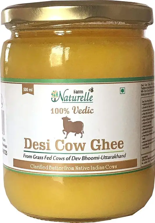 Farm Naturelle Desi Cow Ghee - 100 % Pure Ghee From A2 Milk - 500 ML (16.90oz)