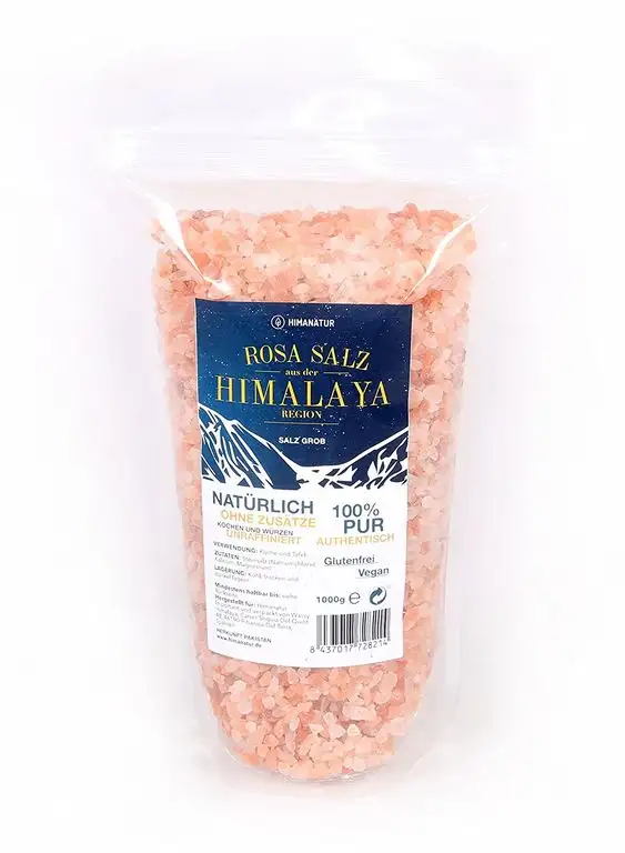 Himanatur Rosa Kristallsalz aus der Himalaya Region, grob 2-5mm, 2er Pack (2 x 1000 g)