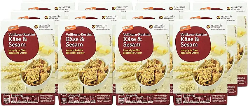 tegut... Vollkorn-Rustini Käse & Sesam, 12er Pack (12 x 65 g)