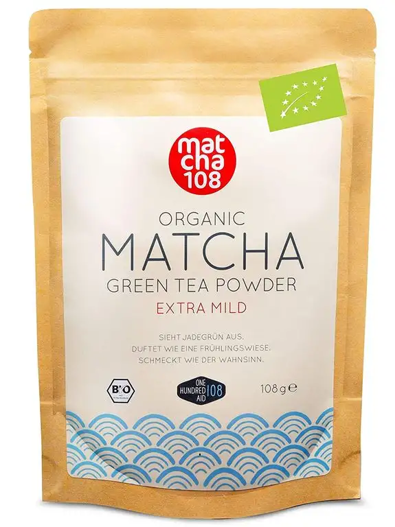 Matcha Tee Pulver | Bio Zeremonie Qualität für extra milden Teegenuss | Ideal für Tee, Smoothies und Lattes | 108g, DE-ÖKO-039 Zertifiziert, [Ceremonial Grade Green Tea] vom Matcha 108