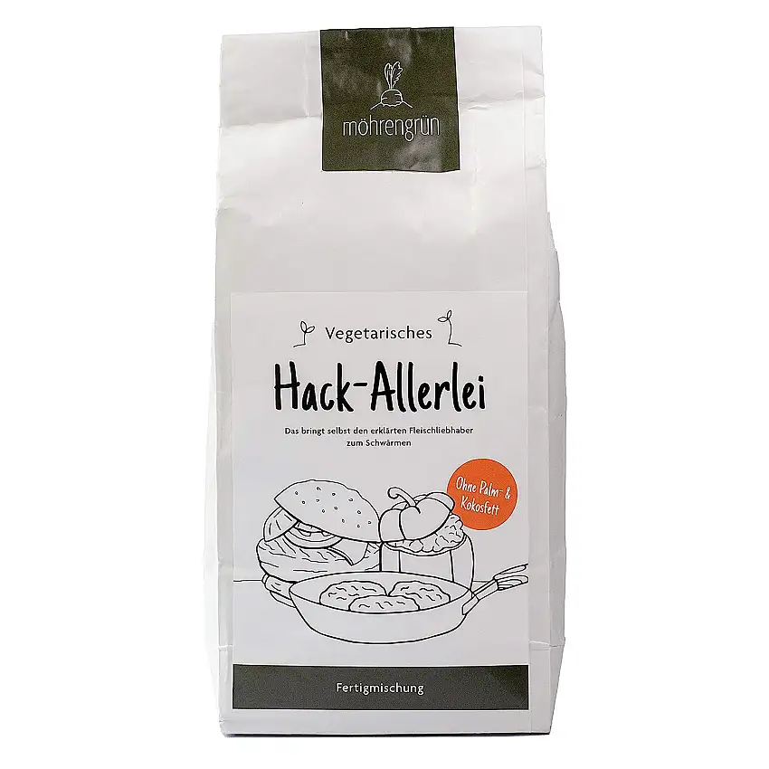 Hack-Allerlei ohne Palm- & Kokosfett | Fertigmix zur Zubereitung von Frikadellen, Bolognese, Burger & Co. | nur Wasser & Öl hinzugeben | 1000g (ergibt 3kg bratfertigen Teig oder ca. 45 Frikadellen)