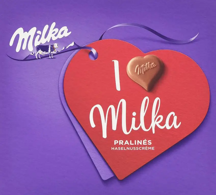 Milka I Love Milka Nuss-Nougat Pralinen - Pralinen aus Nuss-Nougat-Crème umhüllt von zarter Alpenmilch Schokolade - 5 x 110g