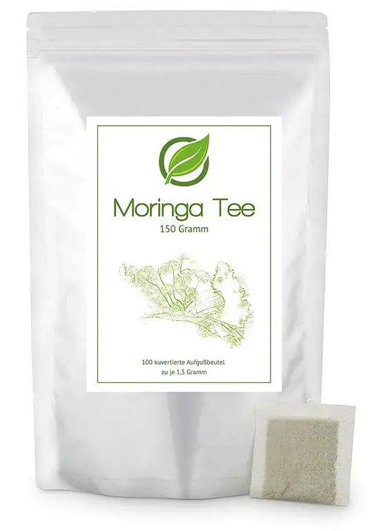 Moringa (Moringa oleifera) - Kräutertee - 100 Kuvertierte Aufgußbeutel zu je 1,5 Gramm im wiederverschließbaren Aromaschutzbeutel