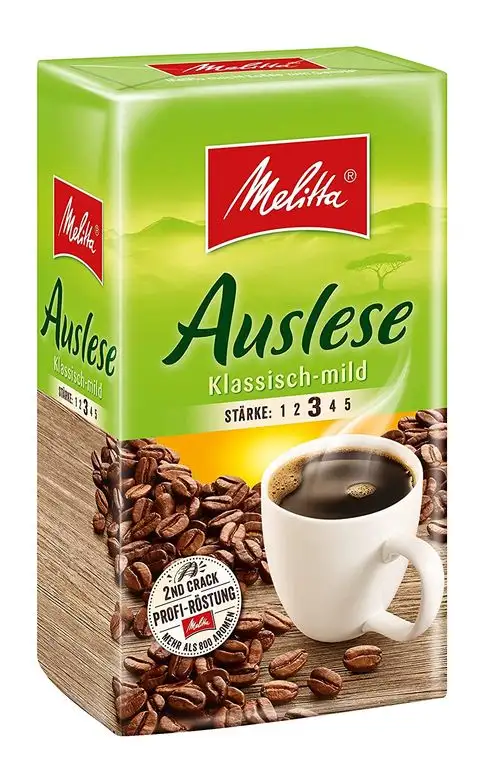 Melitta Gemahlener Röstkaffee, Filterkaffee, vollmundig und mild, milder Röstgrad, Stärke 3, Auslese Klassisch-mild, 1 x 500 g