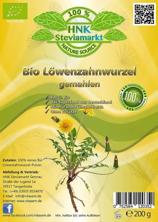 Bio Löwenzahnwurzel gemahlen 100 Prozent Rein, Natürliches Pulver - Ohne Zusätze | Superfood aus Deutschland | Hergestellt und Kontrolliert nach DE-ÖKO | 200g Beutel